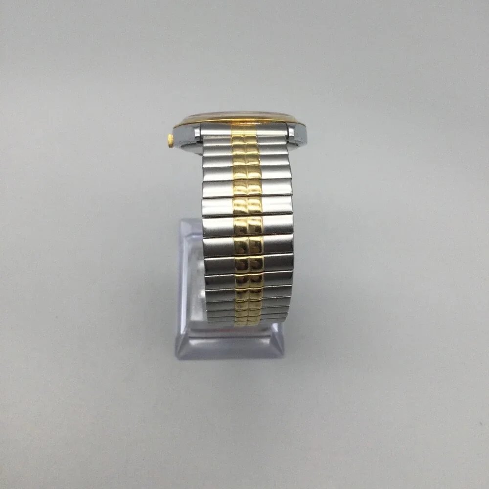 Pulsar Mens Watch 35mm Silver Gold Two Tone VX33-0AB0 Day Date New Battery